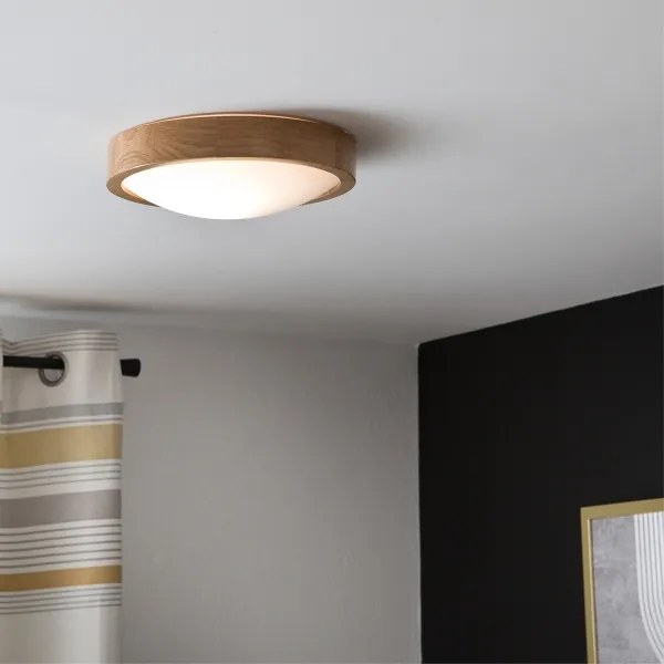 Brilagi-LED RGBW dimmerabile plafoniera CARVALHO SLIM 1xE27/15W/230V Wi-Fi rovere Ø 27 cm