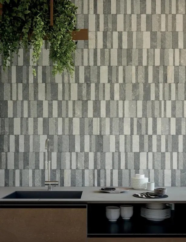 Piastrella da pavimento e rivestimento interno 60 x 120 cm Sp. 8.5 mm rettificato Kavala Decoro Block in gres naturale grigio opaco traffico intenso (pei 4/5) R10 1.44 mq