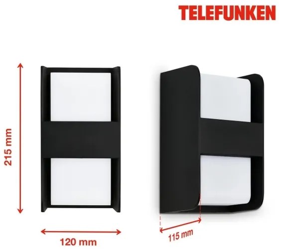 Telefunken 321005TF - Applique da esterno 1xE27/12W/230V IP44 nero