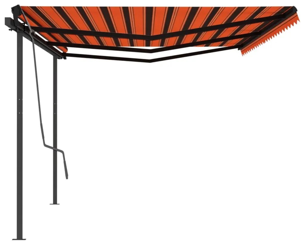 Tenda Sole Retrattile Manuale con Pali 6x3 m Arancione Marrone