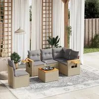 Set Divano da Giardino 6 pz con Cuscini Beige in Polyrattan 3226822