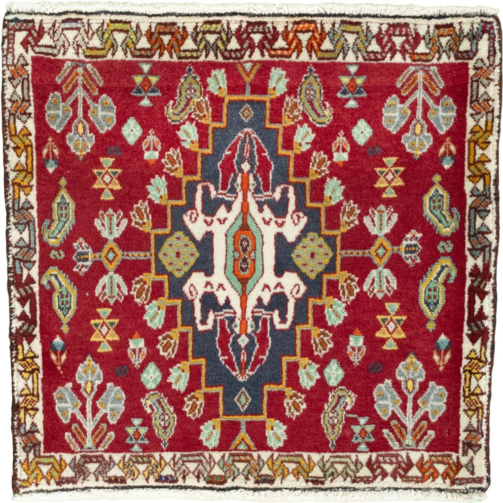 Shiraz Tappeto 60 x 60 Rosso (Iran) Annodato A Mano