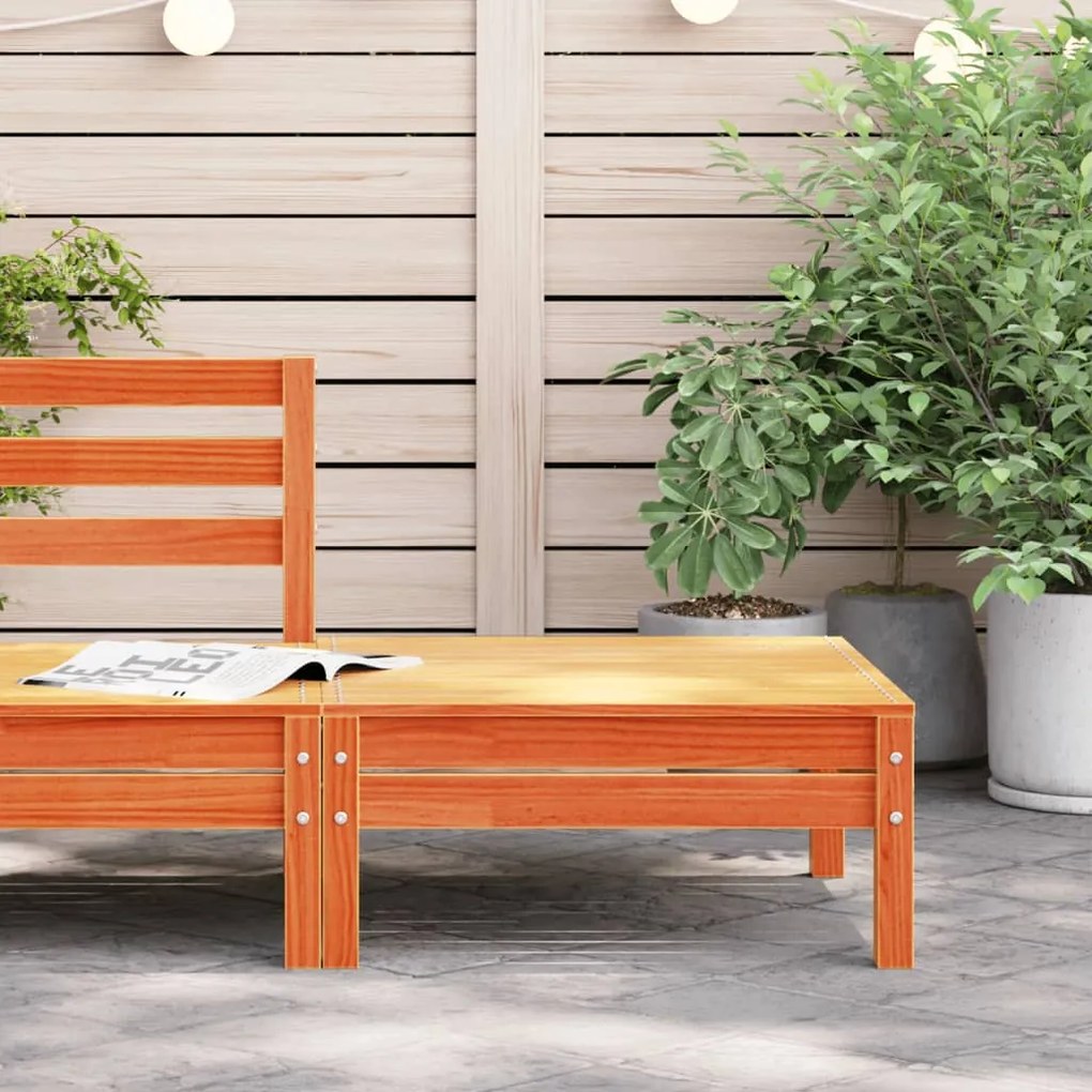 Poggiapiedi da giardino marrone cera in legno massello di pino