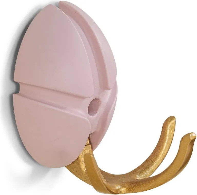 Gancio da parete rosa chiaro/dorato in plastica Tick – Spinder Design