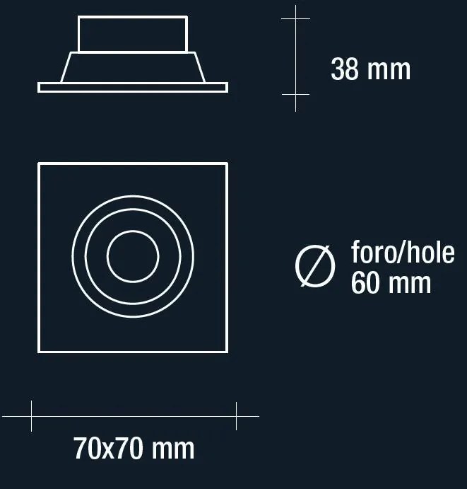 Vivida faretto inc.quadr.bianco led 3w 260lm