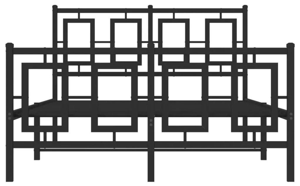 Giroletto con Testiera e Pediera Metallo Nero 120x200 cm