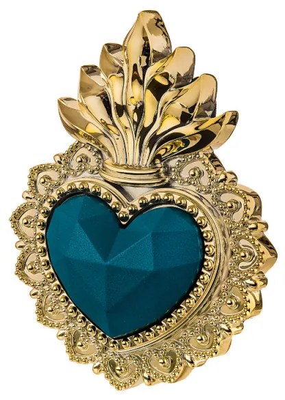 BONGELLI PREZIOSI cuore ex voto oro e blu 12 x 16 h