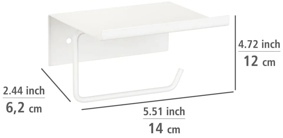 Porta carta igienica autoportante in metallo bianco con ripiano Desulo - Wenko