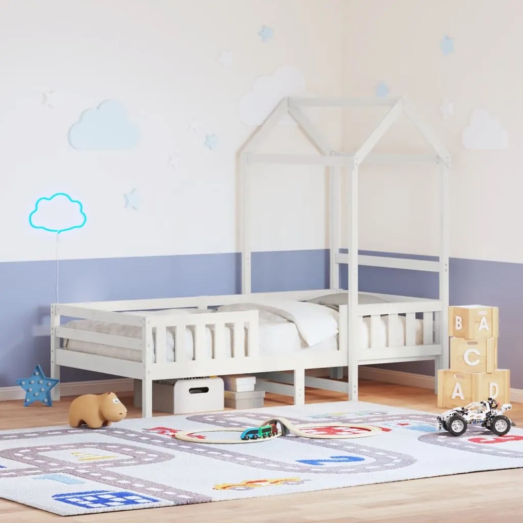 Giroletto con tetto bianco 75x190 cm legno massello di pino
