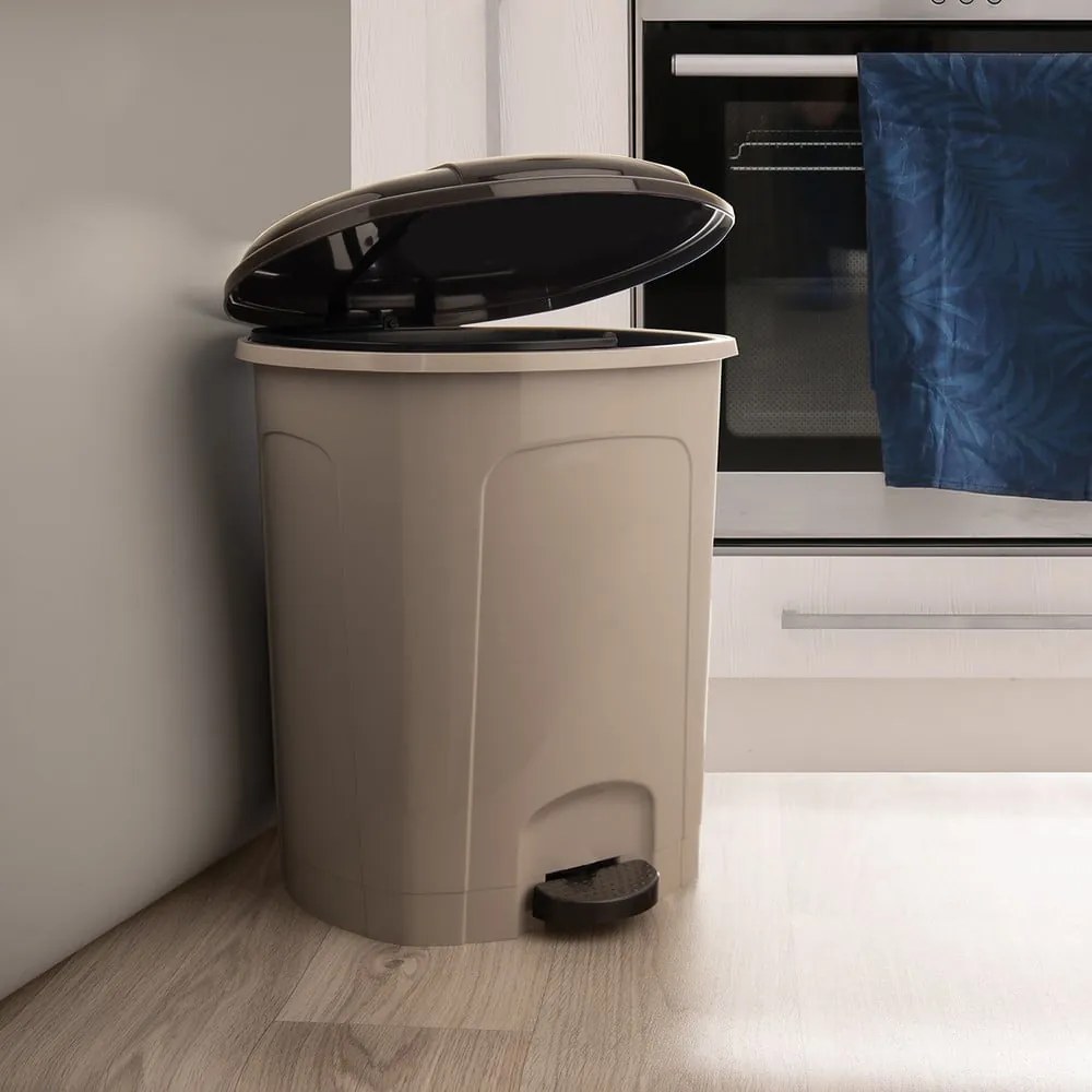 Cestino per la spazzatura marrone in plastica con pedale 30 l – Orion