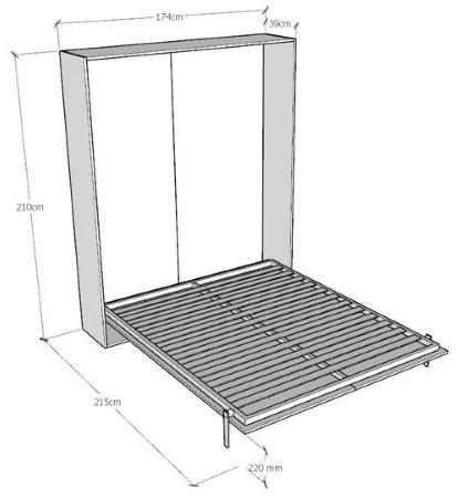 Letto a scomparsa verticale matrimoniale 160 cm Quercia KENTARO