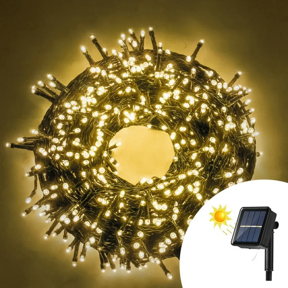 Catena di luci 7 metri da 100 Led Bianco Freddo con pannello