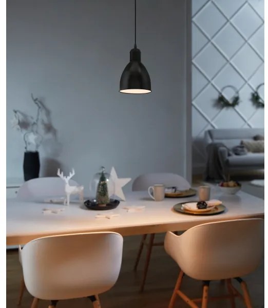 Eglo 55243 - Lampada a sospensione PRIDDY su cavo 1xE27/60W/230V, nera