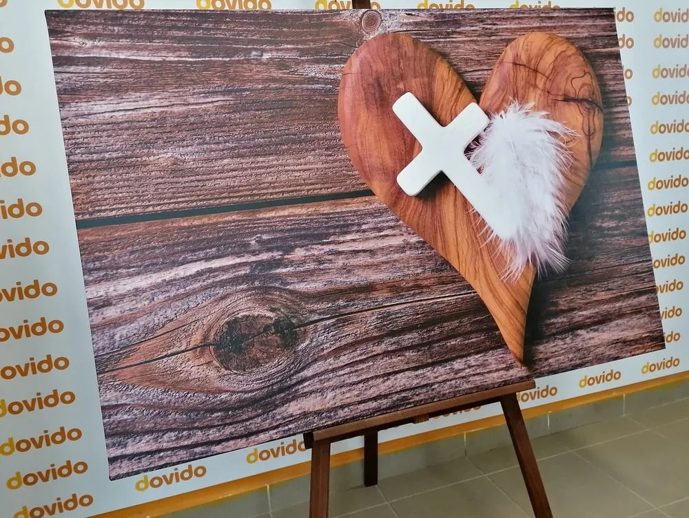 Stampa su tela – Croce su sfondo di legno