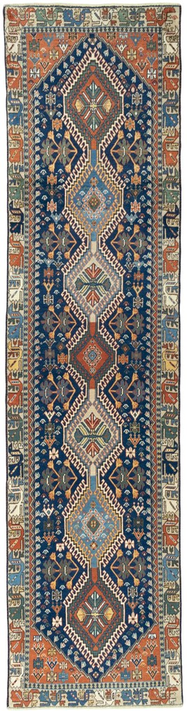 Yalameh Tappeto persiano 320 x 80 Blu (Iran) Annodato A Mano