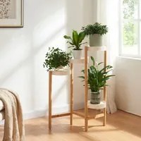 Scaletta Portafiori Sastamala a 4 Livelli Bamb 85x58x25 cm Bianco [en.casa]