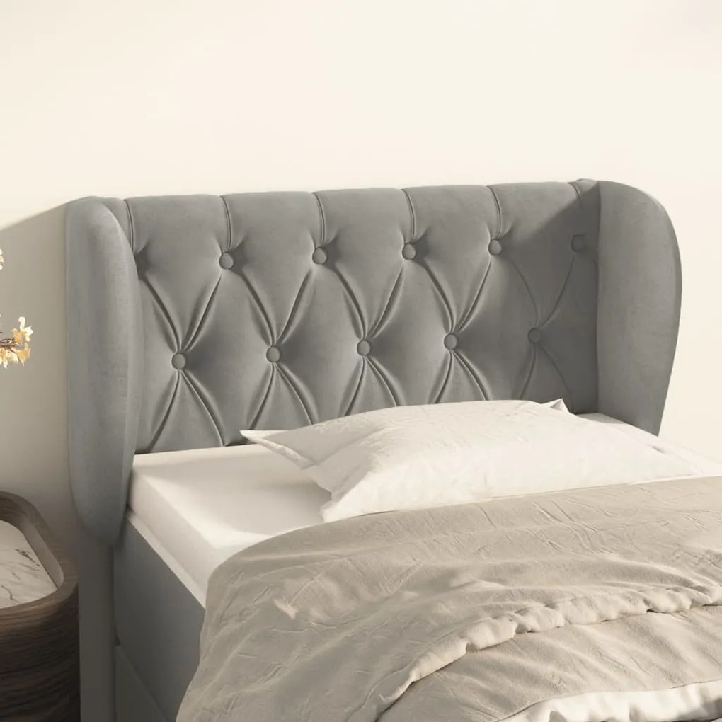 Testiera Ad Orecchio Grigio Chiaro 83x23x78/88 Cm İn Velluto /