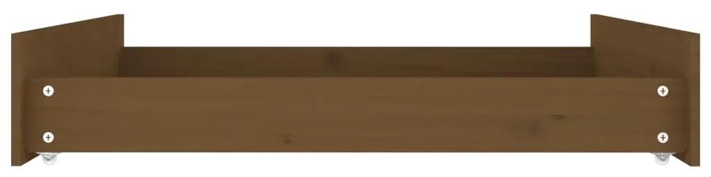 Cassetti per letto 2 pz in legno massello di pino miele