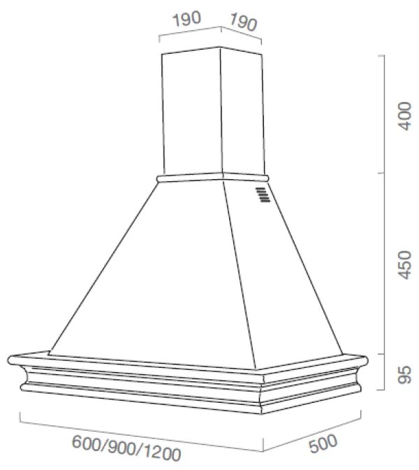 Cappa cucina rustica bianca RUSTICHELLA con cornice in legno intarsio cm 120