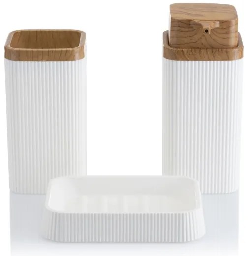 Set da bagno ZOYA 5 pz bianco/marrone