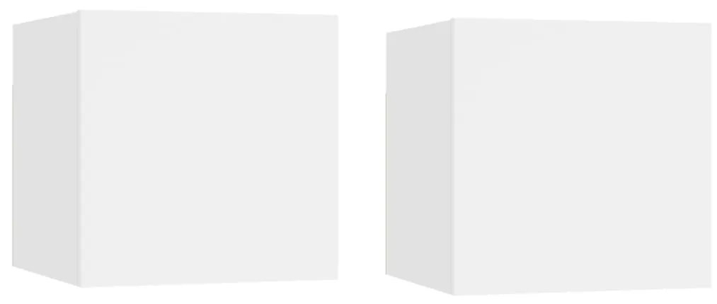 Comodini 2 Pz Bianchi 30,5x30x30 Cm İn Legno Multistrato /