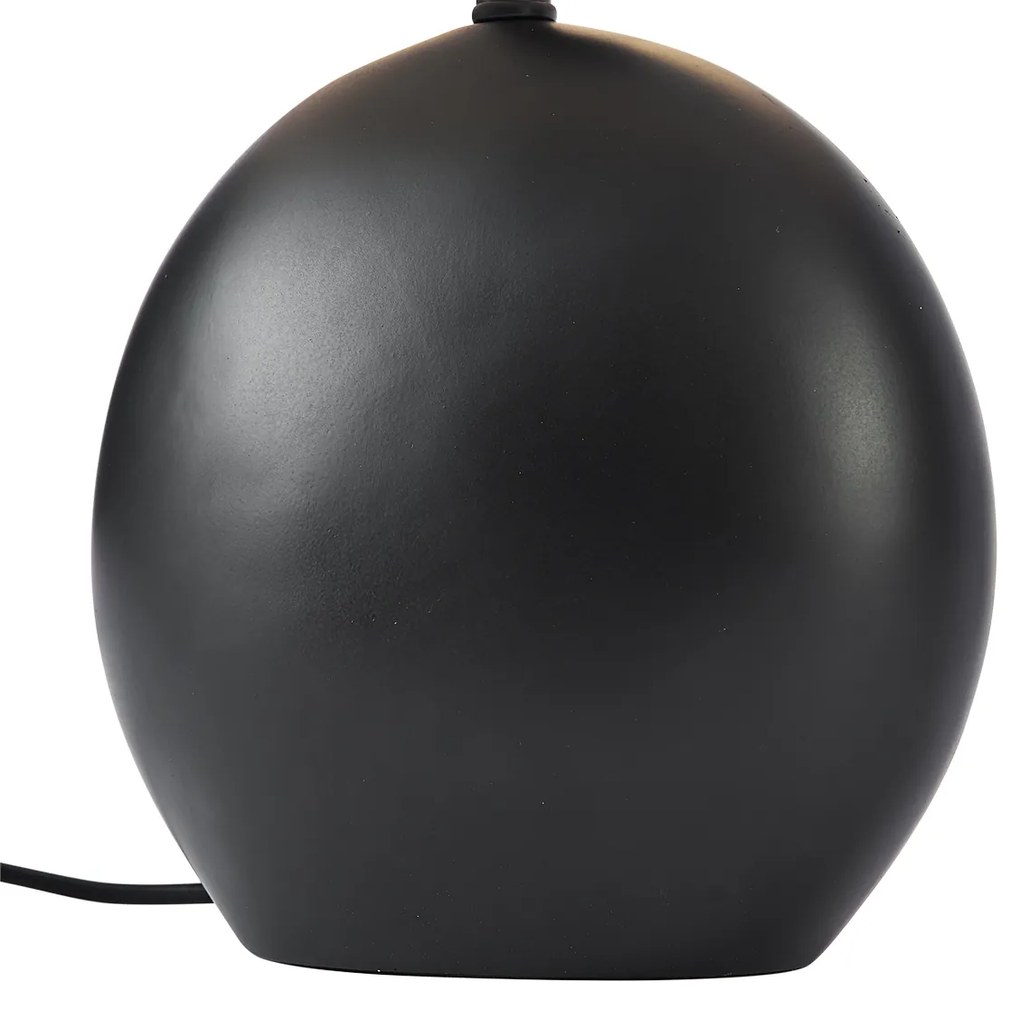 Lampada da tavolo Japandi nera con paralume in lino - Timo