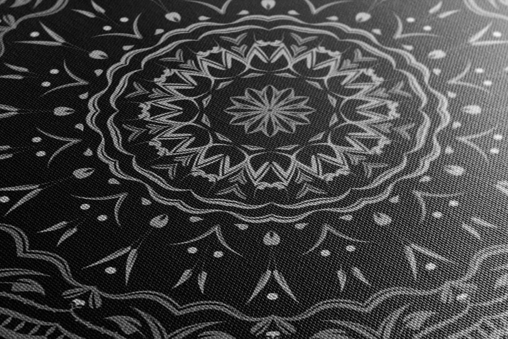 Quadro su tela – Mandala in stile vintage in bianco e nero