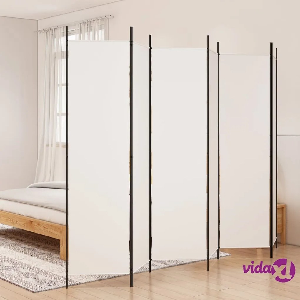 vidaXL Divisorio a 6 Pannelli Bianco 300x200 cm Tessuto