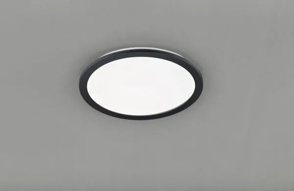 Plafoniera led tonda metallo nero dimmerabile con interruttore a pa...