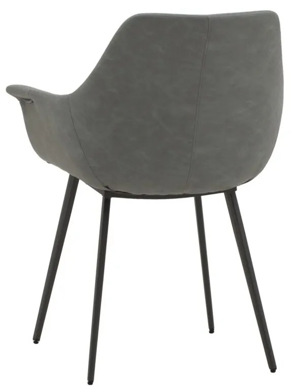 Set di sedie MIRASIERRA in similpelle grigio e gambe in metallo nero, con braccioli