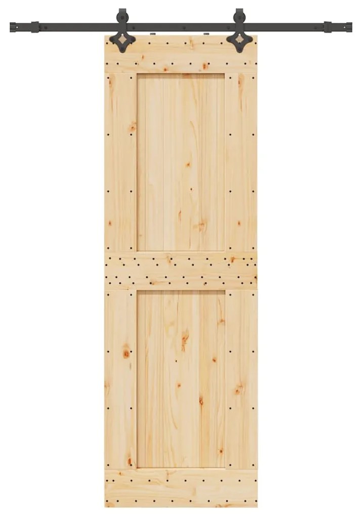 Porta Scorrevole Con Set Hardware 70x210 Cm Legno Massello Pino /