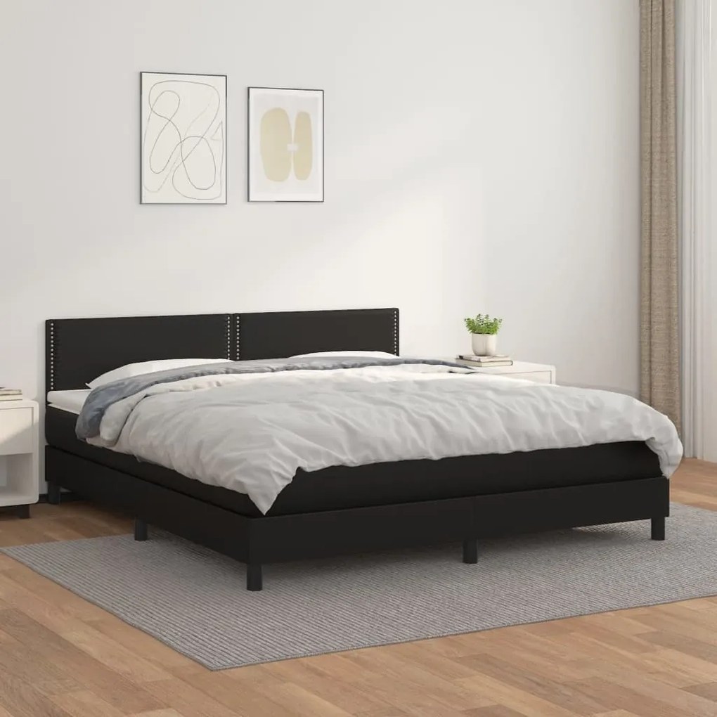 Giroletto A Molle Con Materasso Nero 160x200 Cm İn Similpelle /