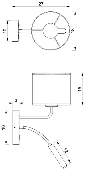 Applique RATTAN 1xE27/60W+1xG9/8W/230V rattan