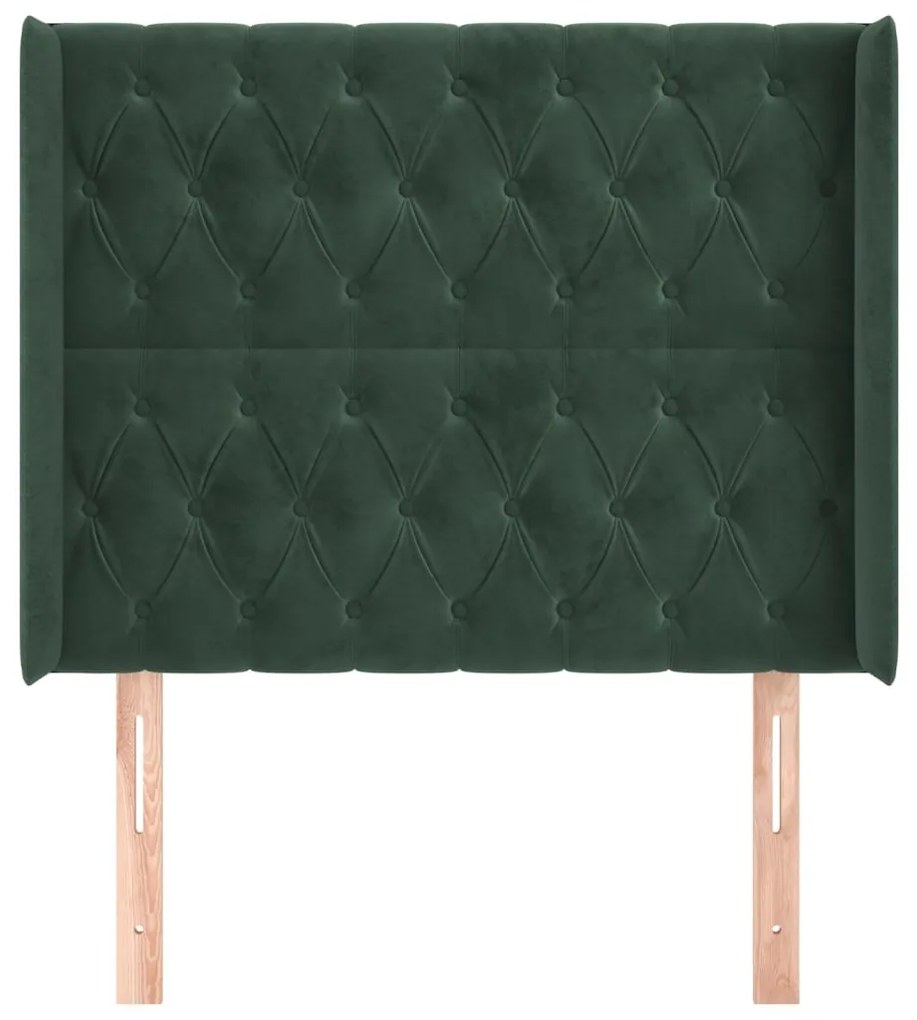 Testiera ad orecchio verde scuro 103x16x118/128cm in velluto