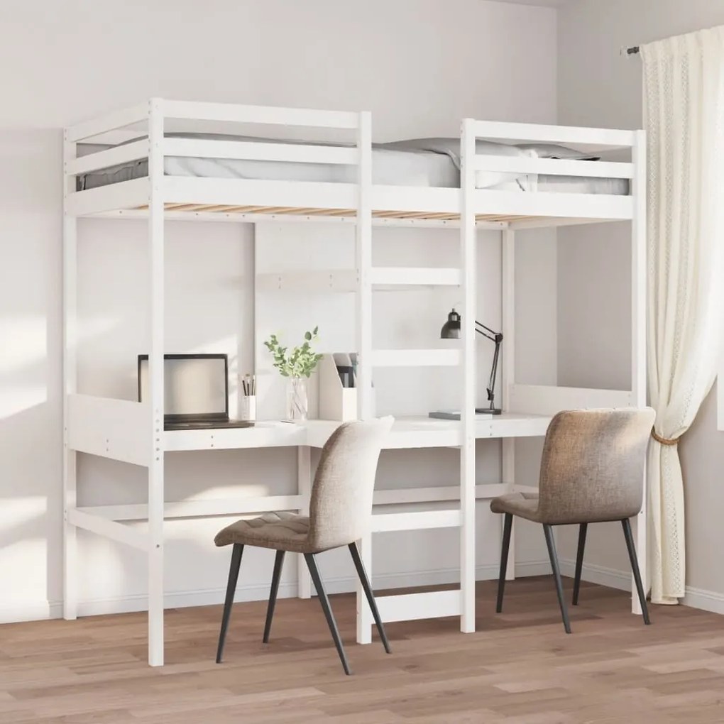 Giroletto Soppalco Senza Materasso Bianco 80x200cm Legno Pino /