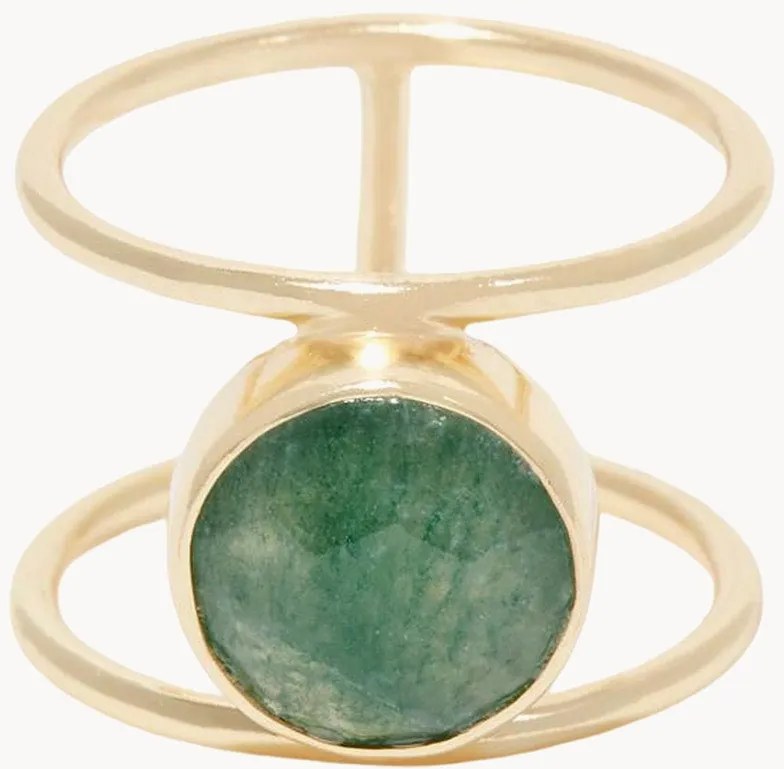 Anello placcato in oro con avventurina Nicole