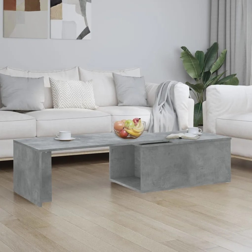 Tavolino Salotto Grigio Cemento 150x50x35 Cm Legno Multistrato /