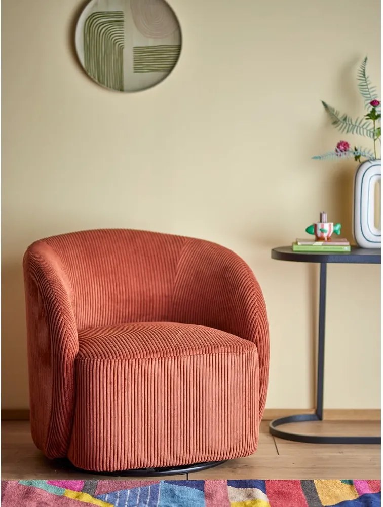 Poltrona in velluto a coste arancione Pradi - Bloomingville