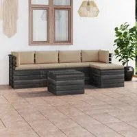 Set Divani da Giardino su Pallet 6 pz con Cuscini Massello Pino 3061866