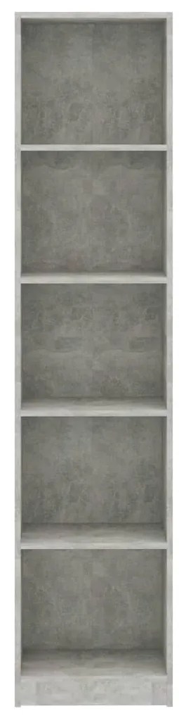 Libreria 5 Ripiani Grigio Cemento 40x24x175cm Legno Multistrato