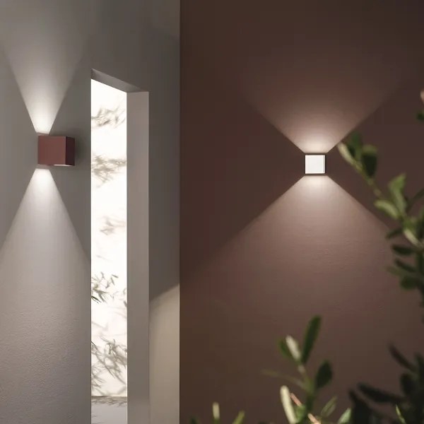 Applique in alluminio per esterni Corten con alette regolabili CUBE 10x10 cm