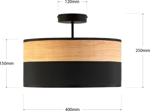 Plafoniera da soffitto ALBA 3xE27/15W/230V Ø 40 cm nero/marrone