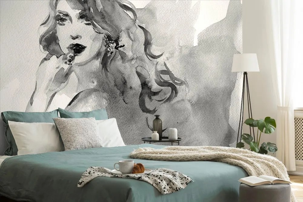 Carta da parati – Ritratto femminile in bianco e nero