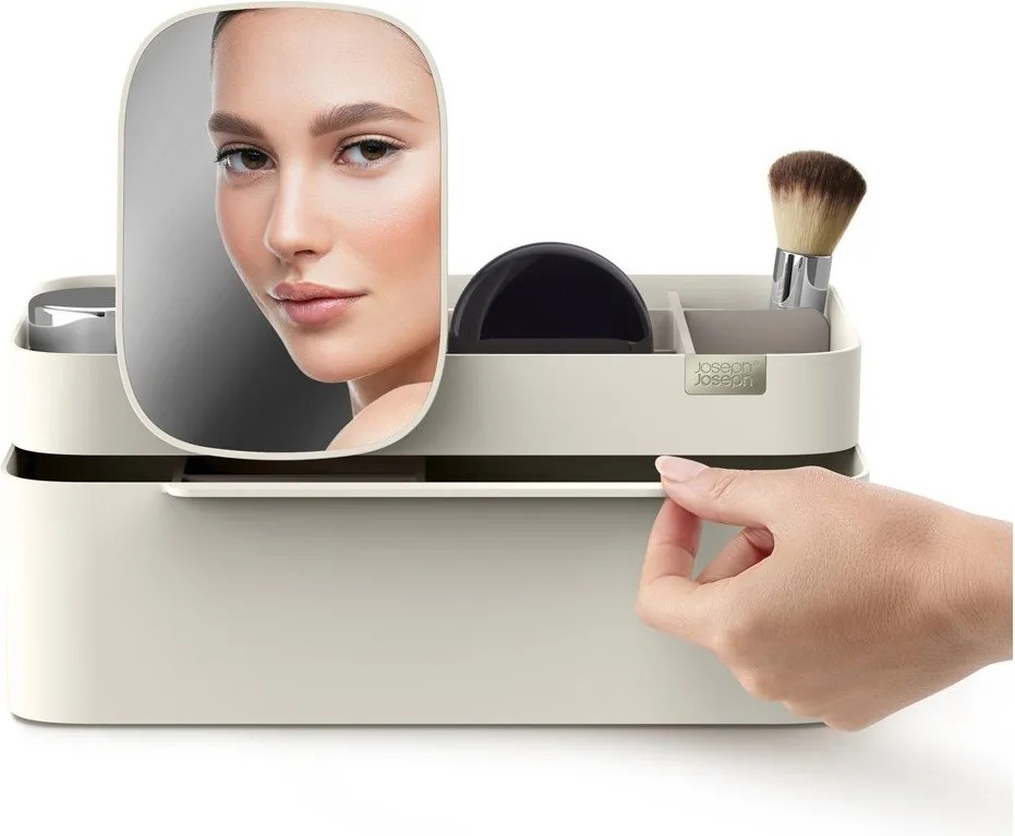 Organizer da bagno beige in plastica per cosmetici Viva – Joseph Joseph