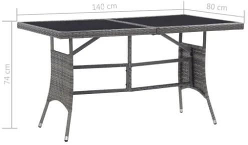 Tavolo da Giardino Grigio 140x80x74 cm in Polyrattan