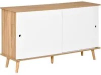 Mobile 2 Ante Scorrevoli 130x40x74,5 cm in Legno Rovere e Bianco