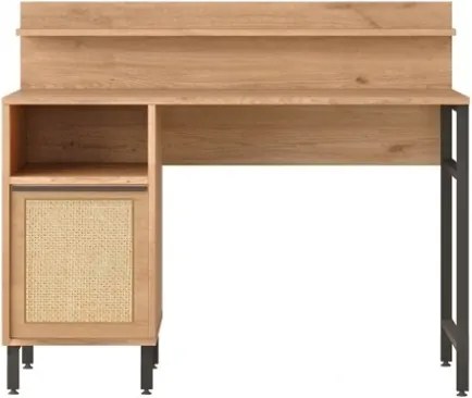 Scrivania Moderna 120 Cm Con Piedini In Ferro e Vano Contenitore Rafia Ocean