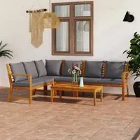 Set Divani da Giardino 5 pz con Cuscini in Massello di Acacia 3057780