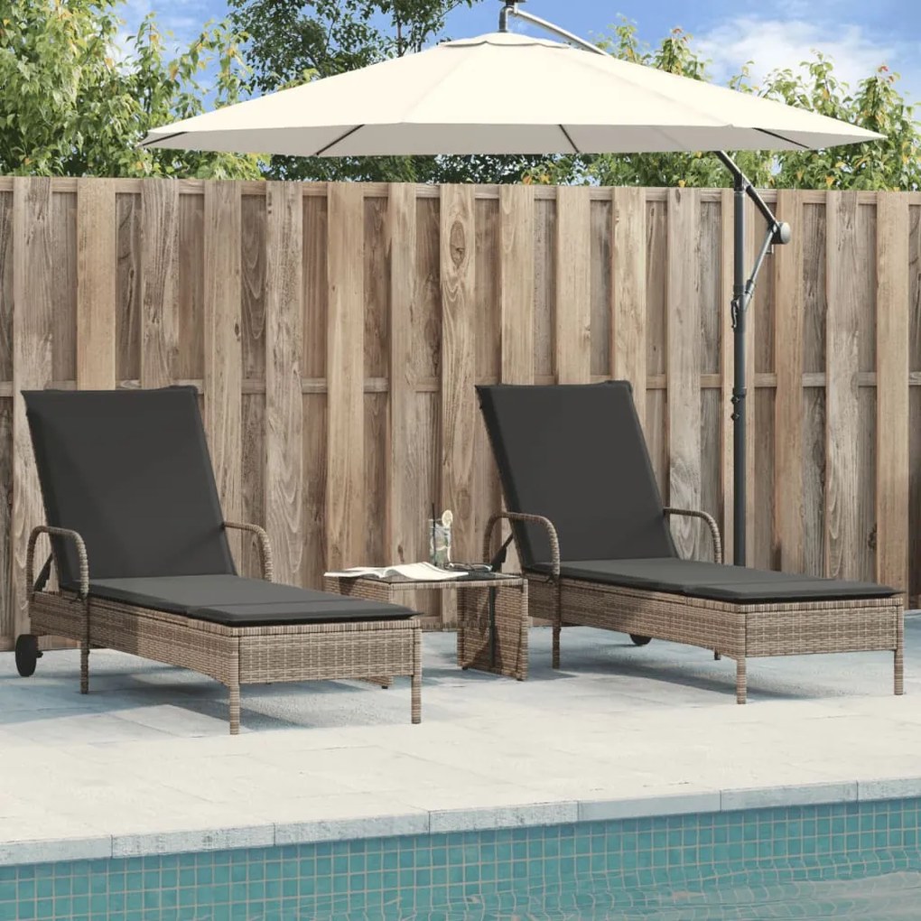 Lettini Prendisole 2 Pz Con Cuscini Grigio İn Polyrattan /