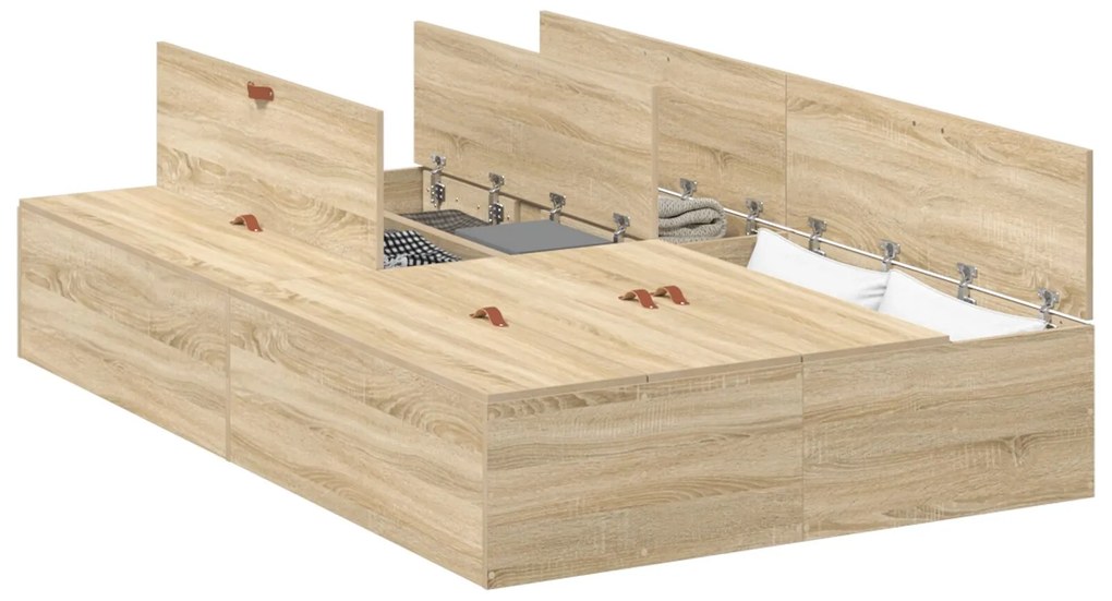 Struttura letto con contenitore in rovere sonoma 120x200 cm